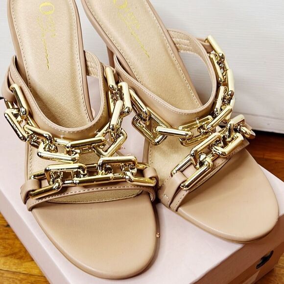Olivia Ferragamo Chain React To Me Mules Camel NIB Size 10 Chain React To Me Mul - Picture 3 of 10